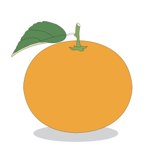 Раскрашенная картинка: круглый апельсин по точкам
