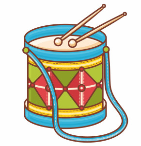 Раскрашенная картинка: музыкальный инструмент барабан игрушка