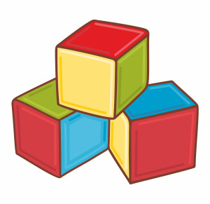 Раскрашенная картинка: игрушка для малышей кубики