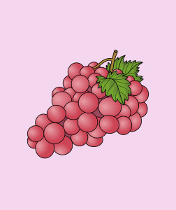 Раскрашенная картинка: виноград с листьями