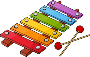 Раскрашенная картинка: игрушка ксилофон музыкальный