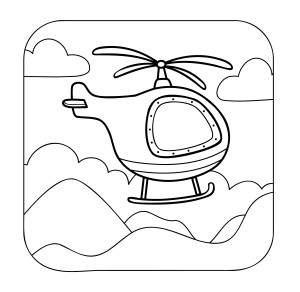 Раскраска вертолет над облаками
