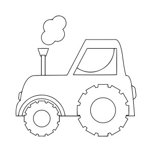Раскраска трактор из мультфильма с большими колесами