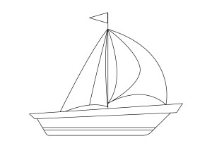 Раскраска маленький корабль с парусами
