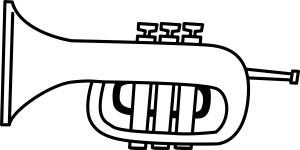 Раскраска игрушка музыкальный инструмент труба
