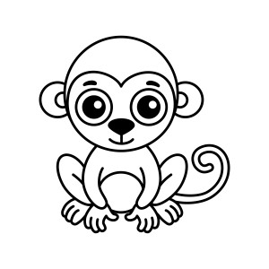 Раскраска смешная маленькая обезьяна