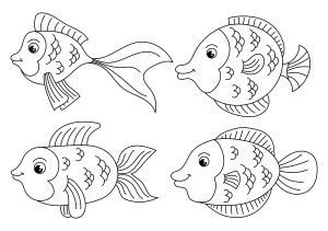 Раскраска забавные рыбки