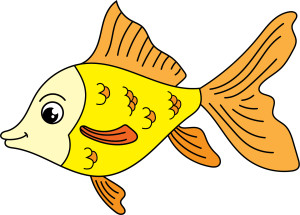 Раскрашенная картинка: очаровательная рыбка по точкам