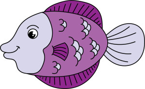 Раскрашенная картинка: мультяшная рыба по точкам