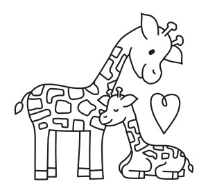 Раскраска мама жираф и малыш жирафёнок