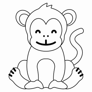 Раскраска картинка обезьяны, сидящей на задних ногах