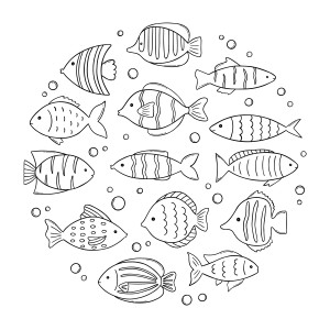Раскраска разные морские рыбки