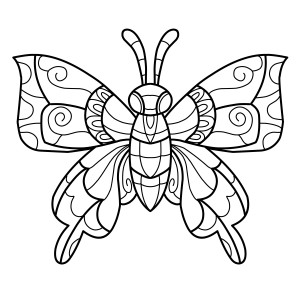 Раскраска антистресс бабочка с расправленными крыльями