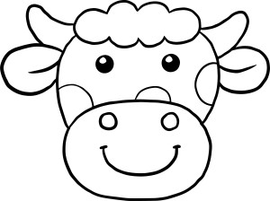 Раскраска голова коровы с рогами