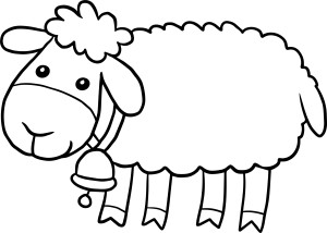 Раскраска овца с колокольчиком на шее