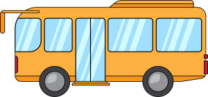 Раскрашенная картинка: городской автобус по точкам