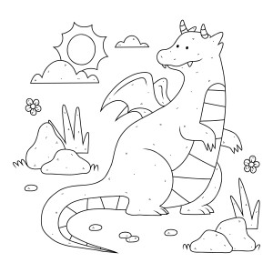 Раскраска сказочный водяной дракон