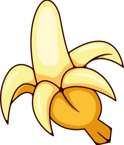 Раскрашенная картинка: банан с очищенной кожурой
