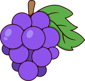 Раскрашенная картинка: веточка винограда с листочком