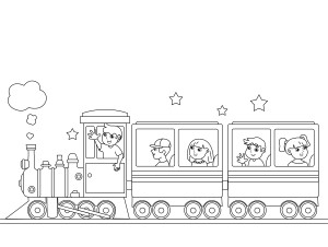 Раскраска веселое путешествие детей на поезде