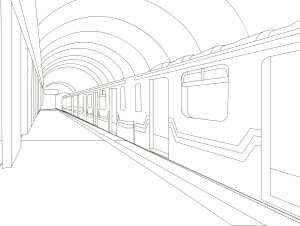 Раскраска поезд на станции метро