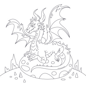 Раскраска страшный дракон лежит на яйце «гнездо дракона»