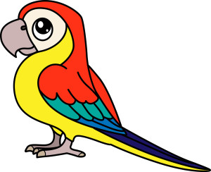 Раскрашенная картинка: милый мультяшный попугай ара