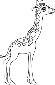 Раскраска симпатичный жираф