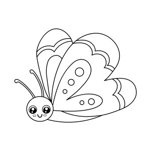 Раскраска смешная бабочка малыш с круглой головой