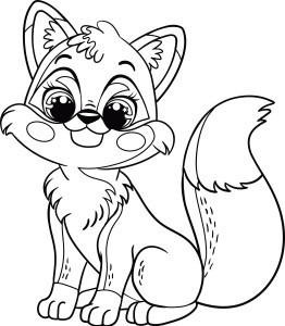 Раскраска мультяшная забавная лисица