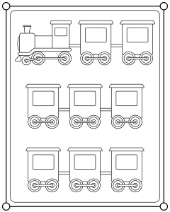 Раскраска игрушечный поезд и восемь вагонов