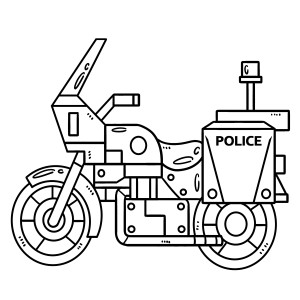 Раскраска полицейский мотоцикл с надписью
