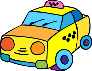 Раскрашенная картинка: игрушечная машинка такси