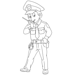 Раскраска полицейский с рацией