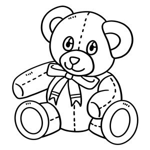 Раскраска мягкая игрушка медвежонок с бантиком