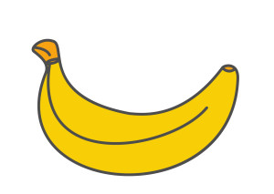 Раскрашенная картинка: желтый банан