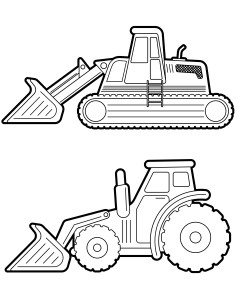 Раскраска два трактора бульдозера