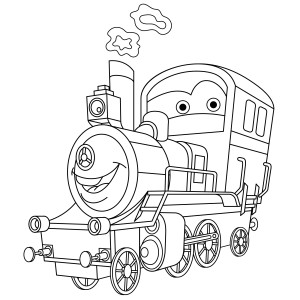 Раскраска старый улыбающийся поезд