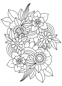 Раскраска цветы каракули