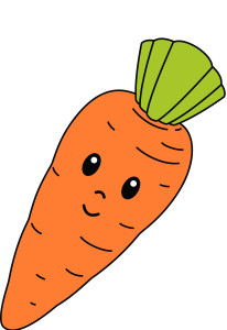Раскрашенная картинка: сказочная морковь с глазами