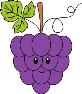 Раскрашенная картинка: мультяшный виноград с лицом