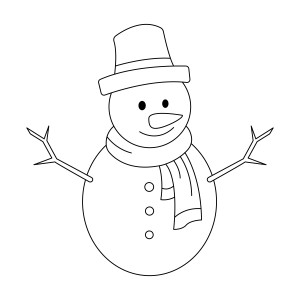 Раскраска белоснежный снеговик в шарфе