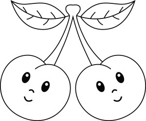Раскраска две сказочные ягодки вишни