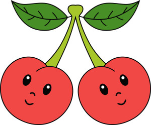 Раскрашенная картинка: две сказочные ягодки вишни