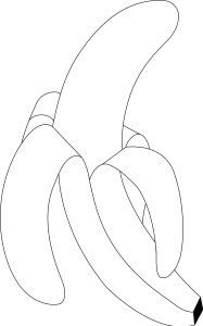 Раскраска вкусный банан с кожурой