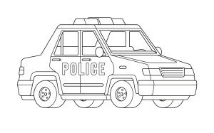 Раскраска полицейская машинка с мигалкой