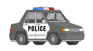 Раскрашенная картинка: полицейская машинка с мигалкой