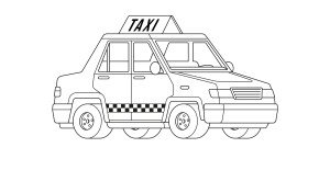 Раскраска мультяшное такси