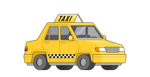 Раскрашенная картинка: мультяшное такси