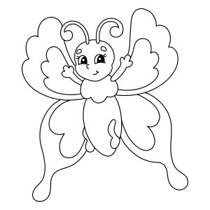 Раскраска мультяшный персонаж бабочка с поднятыми лапками